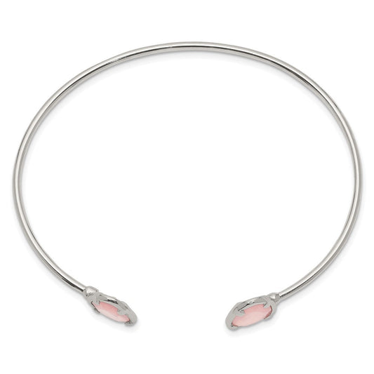 Sterling Silver Pink Chalcedony Bangle QB1294