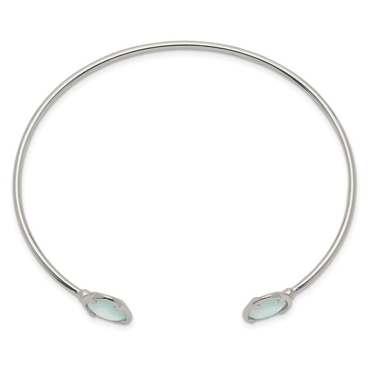 Sterling Silver Blue Chalcedony Bangle QB1295