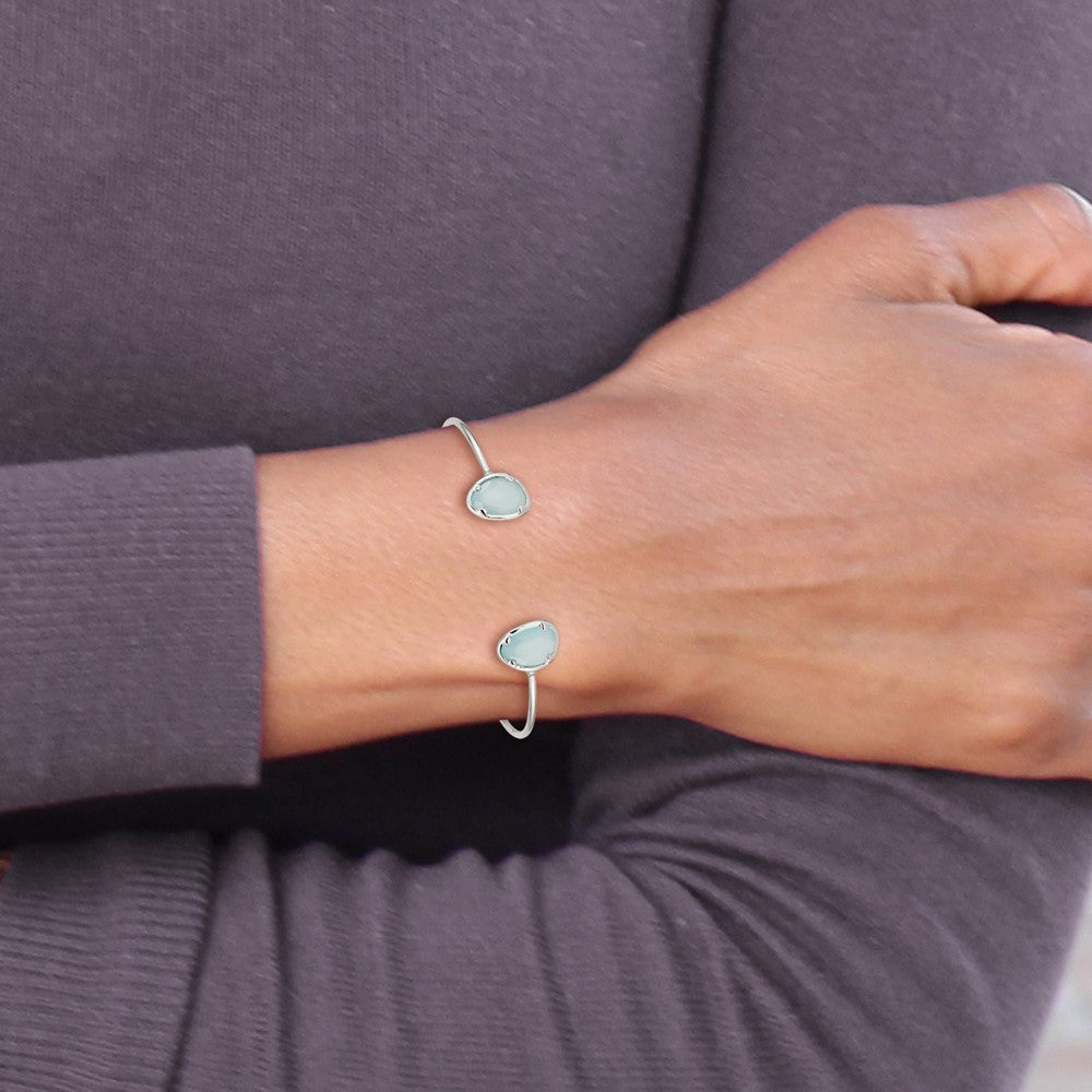 Sterling Silver Blue Chalcedony Bangle QB1295