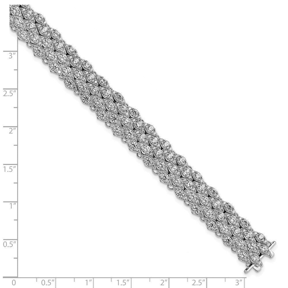 Sterling Shimmer Sterling Silver Rhodium-plated 6.75 inch 315 Stone CZ Mesh Bracelet QB1358-6.75