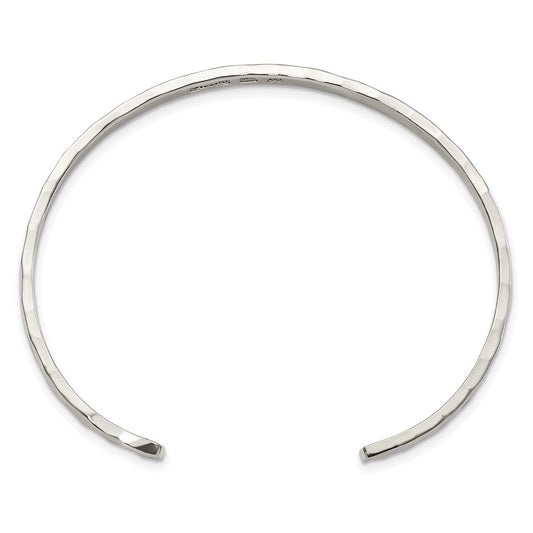Sterling Silver Polished Hammered Cuff Bangle QB1371