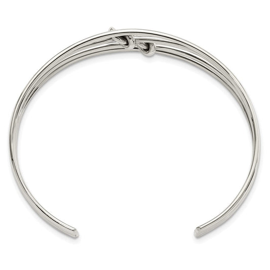 Sterling Silver Polished 4 Band Knots Cuff Bangle QB1373
