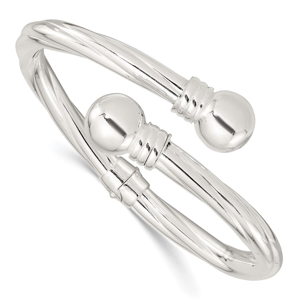 Sterling Silver Polished Twist Patterned Hinged Bangle QB1405