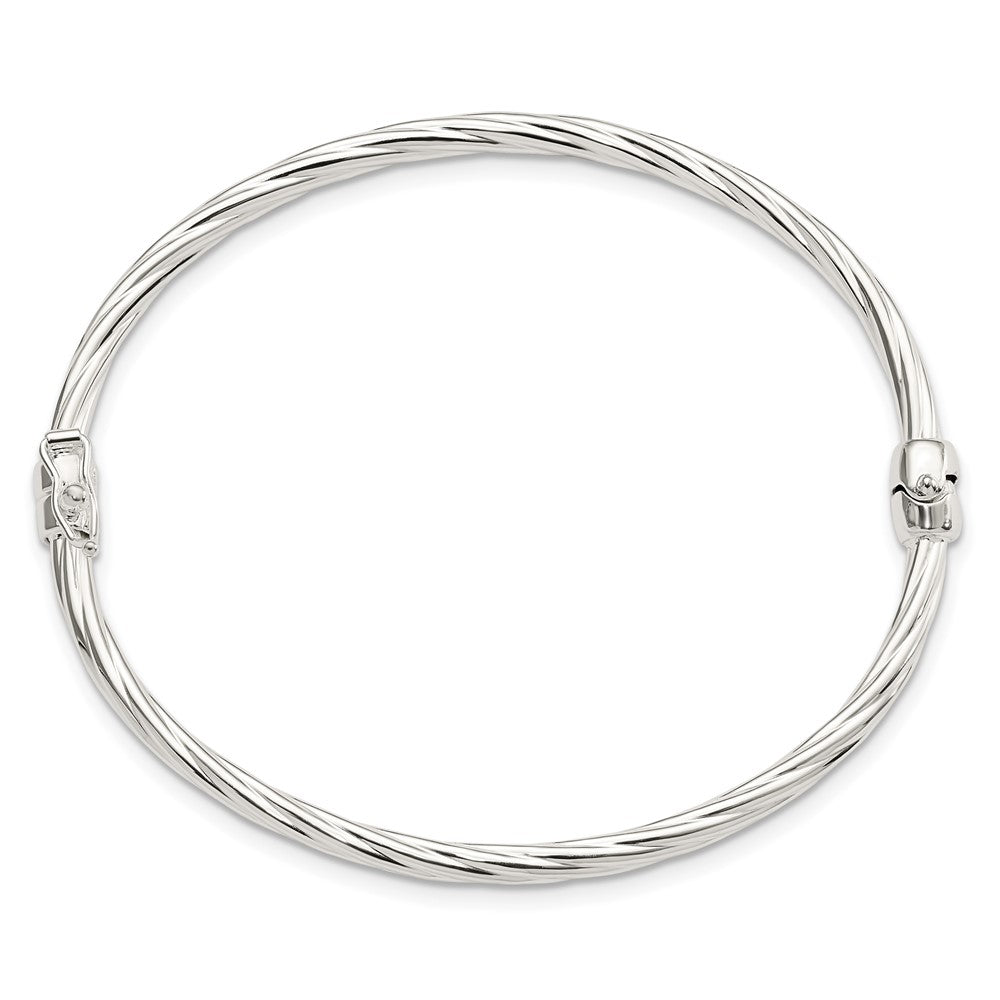 Sterling Sliver Polished Twisted Hinged Bangle QB1428