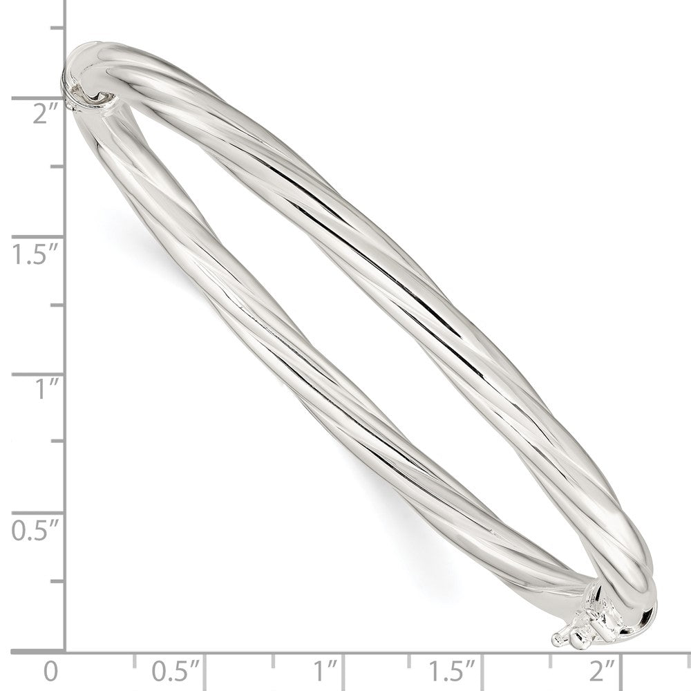 Sterling Silver Polished Twisted Hinged Bangle QB1429