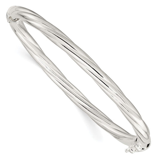 Sterling Silver Polished Twisted Hinged Bangle QB1429