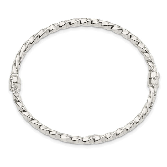 Sterling Silver Polished Twisted Hinged Bangle QB1430
