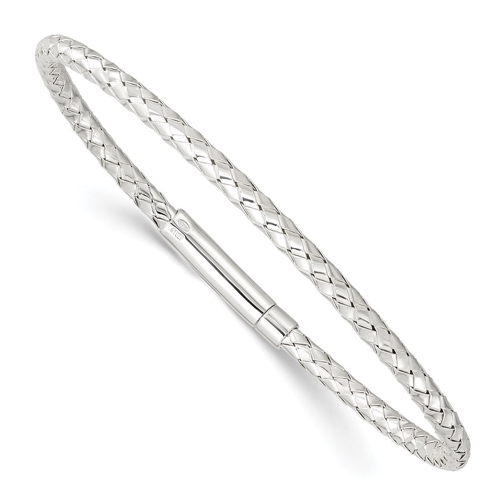 Sterling Silver Polished Flexible Weaved Bangle Bracelet QB1433