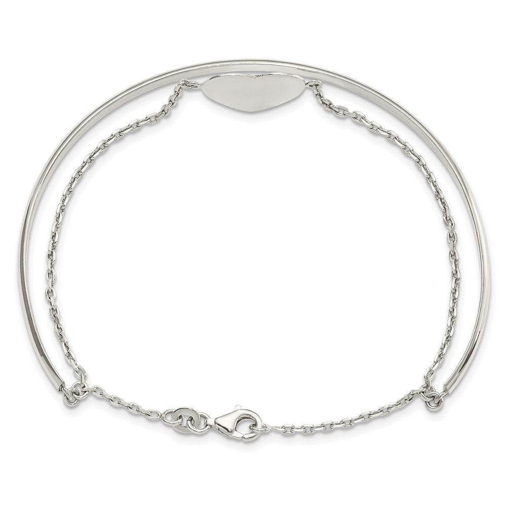 Sterling Silver Polished Heart Bracelet/Bangle QB1436