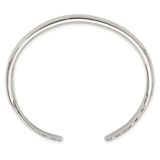 Sterling Silver Polished with Hammered Ends Cuff Bangle QB1450