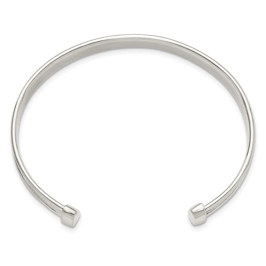 Sterling Silver Polished Textured Cuff Bangle Bracelet QB1452