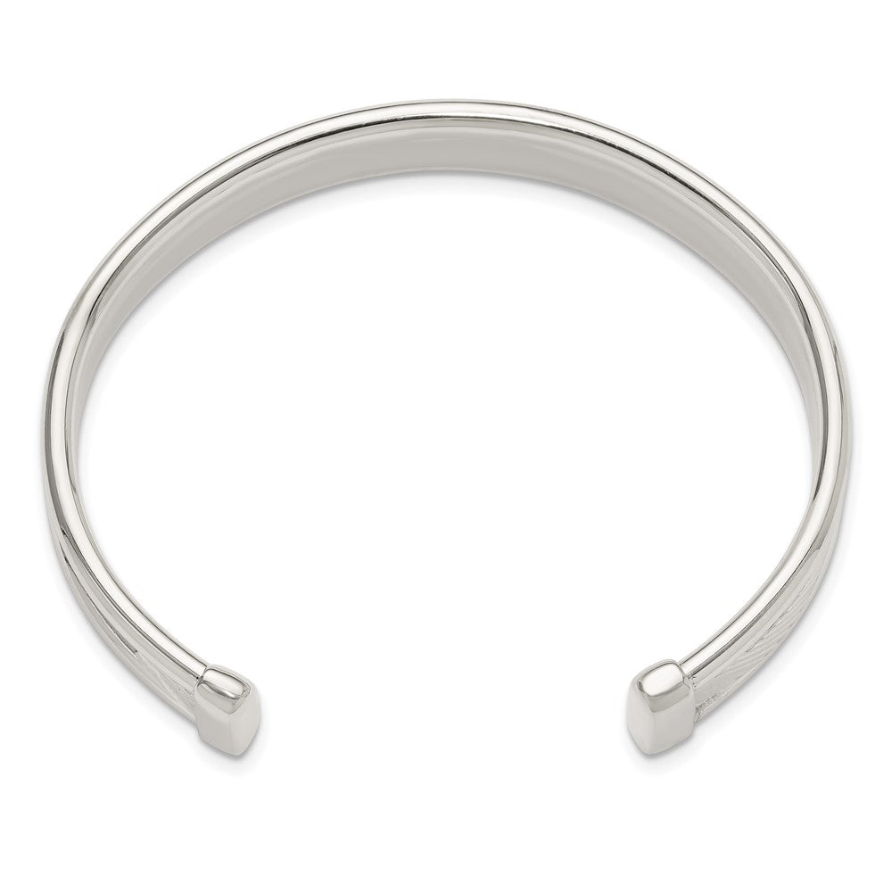 Sterling Silver Polished Textured Cuff Bangle Bracelet QB1453