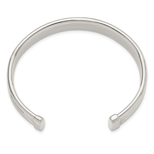 Sterling Silver Polished Textured Cuff Bangle Bracelet QB1453