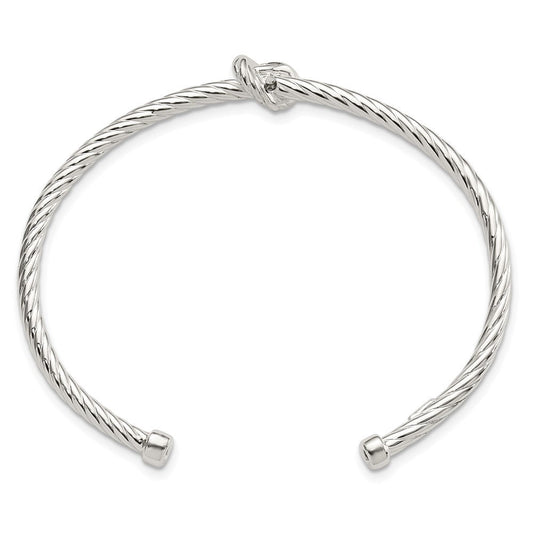 Sterling Silver Twisted Knot Cuff Bangle QB1462