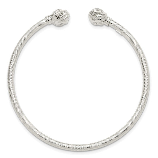 Sterling Silver Textured Love Knot Cuff Bangle QB1463