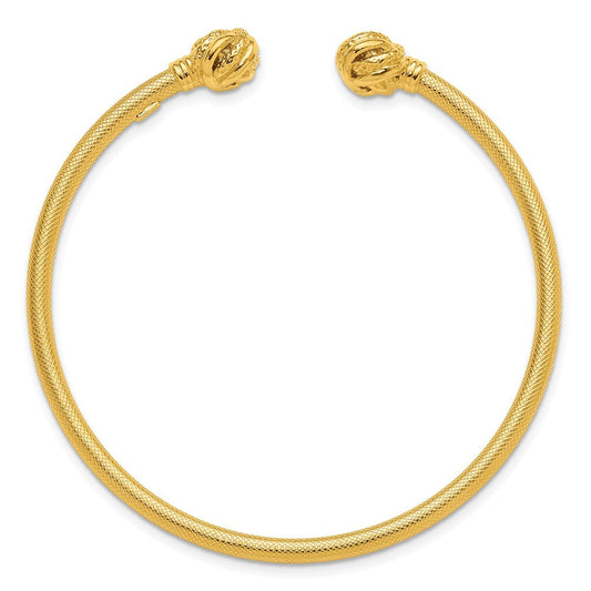 Sterling Silver Gold-tone Textured Love Knot Cuff Bangle QB1463GP