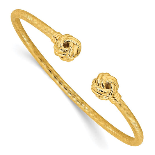 Sterling Silver Gold-tone Textured Love Knot Cuff Bangle QB1463GP