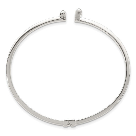 Sterling Silver Polished Bars Hinged Cuff Bangle Bracelet QB1464