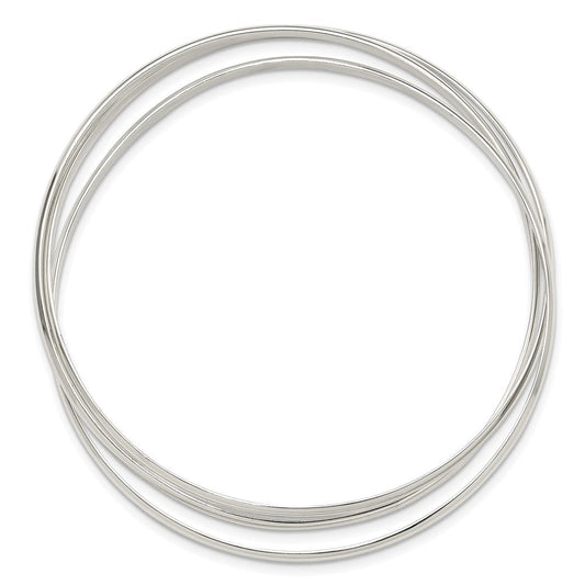 Sterling Silver Polished Triple Intertwined Slip On Bangle QB1474