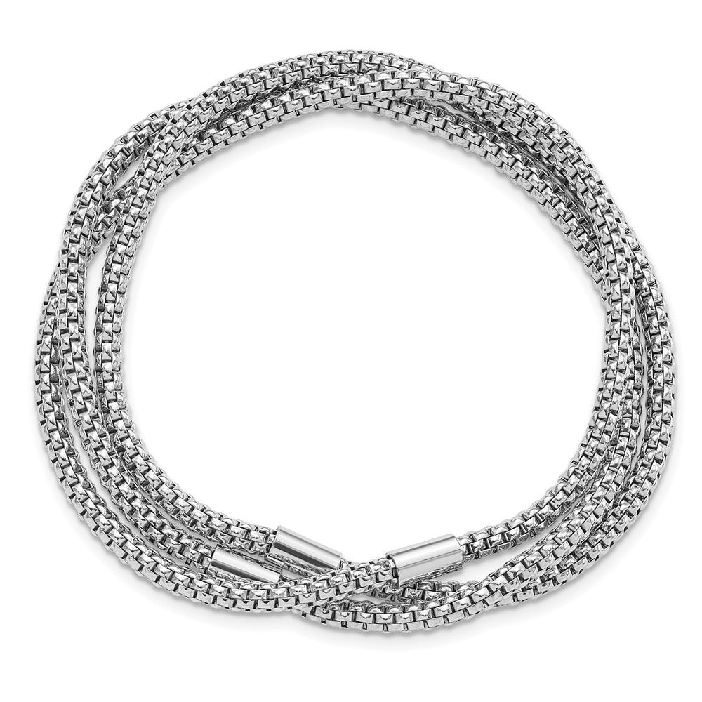 Sterling Silver Rhodium-plated 3 Intertwined Stretch Mesh Bracelets QB1479