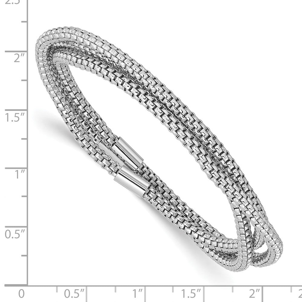 Sterling Silver Rhodium-plated 3 Intertwined Stretch Mesh Bracelets QB1479