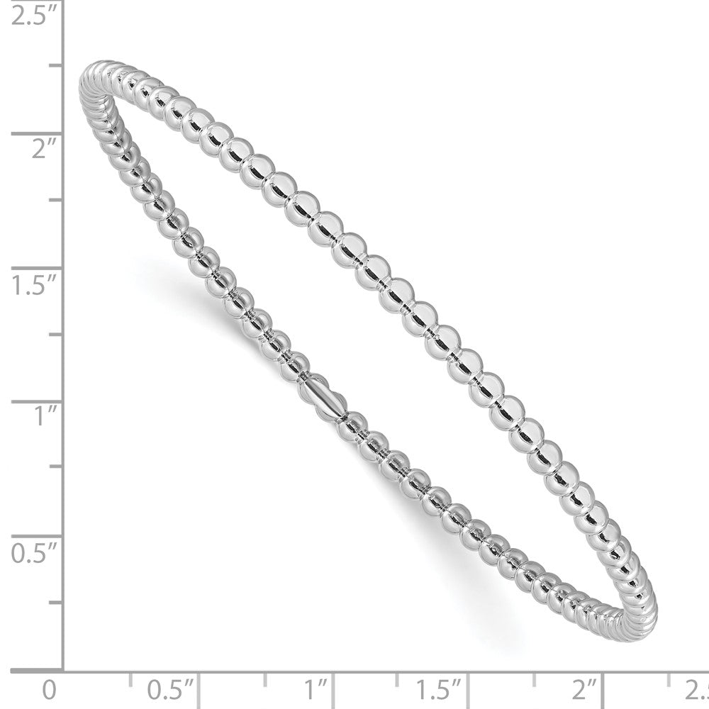 Sterling Silver Rhodium-plated Polished Beaded Slip-On Bangle QB1482