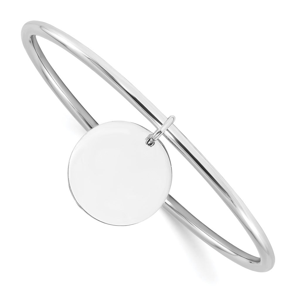 Sterling Silver Rhodium-plated w/Disc Dangle Slip on Bangle QB1483