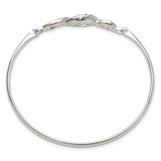 Sterling Silver Polished CZ Fancy Hook Bangle Bracelet QB1509