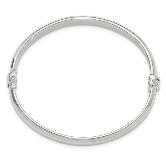 Sterling Silver Polished Textured Hinged Bangle Bracelet QB1511