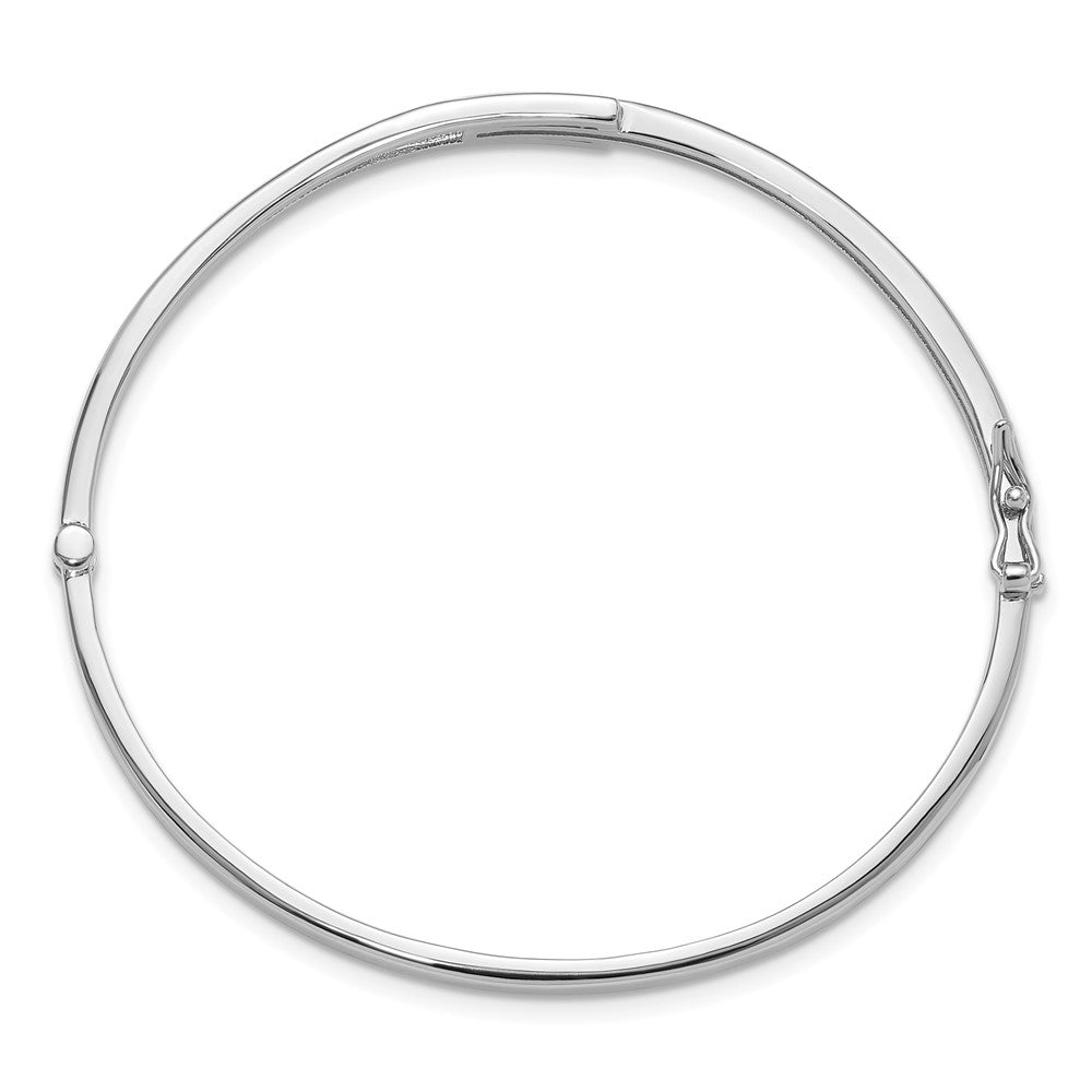 Sterling Silver Rhodium-plated Polished Fancy CZ Hinged Bangle QB1541