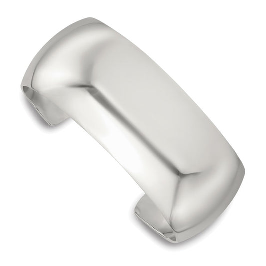 Sterling Silver Polished 25mm Domed Cuff Bangle QB1550