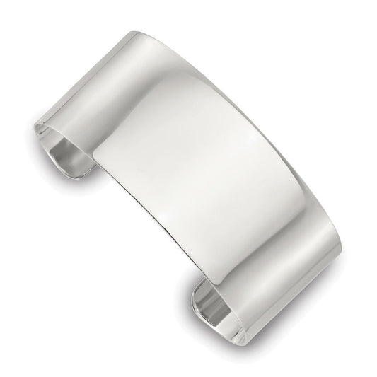 Sterling Silver Polished 30mm Flat Cuff Bangle QB1556