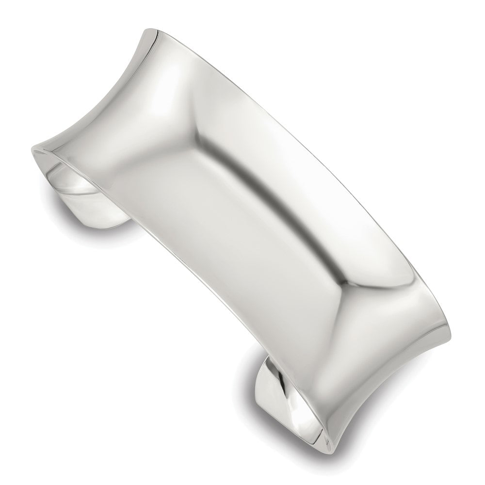 Sterling Silver Polished 25mm Concave Cuff Bangle QB1560