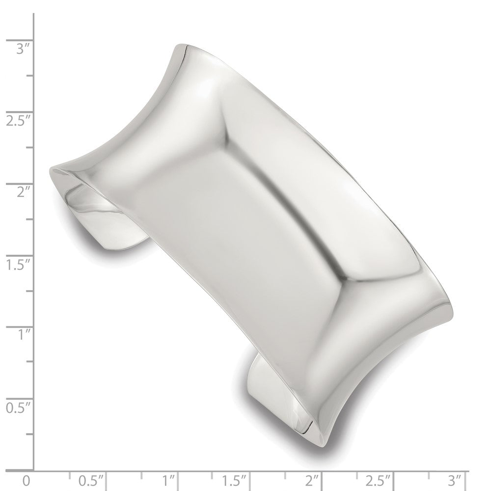 Sterling Silver Polished 30mm Concave Cuff Bangle QB1561