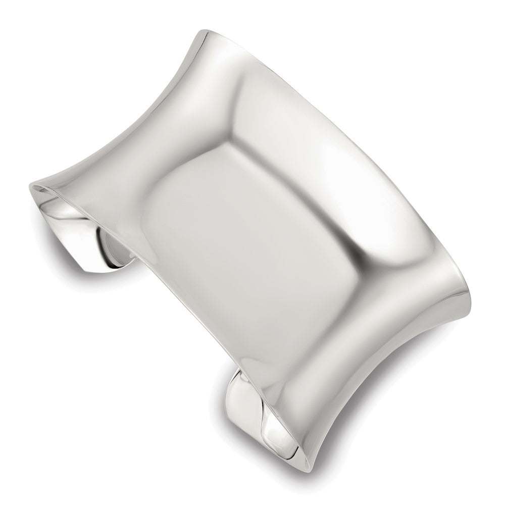 Sterling Silver Polished 40mm Concave Cuff Bangle QB1562