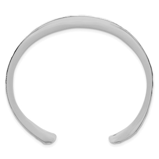 Sterling Silver Polished 25mm Concave Hammered Cuff Bangle QB1567