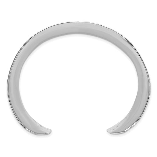 Sterling Silver Polished 40mm Concave Hammered Cuff Bangle QB1569