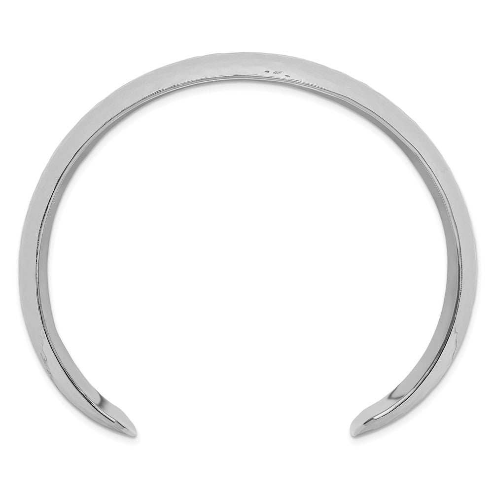 Sterling Silver Polished 20mm Domed Hammered Cuff Bangle QB1571