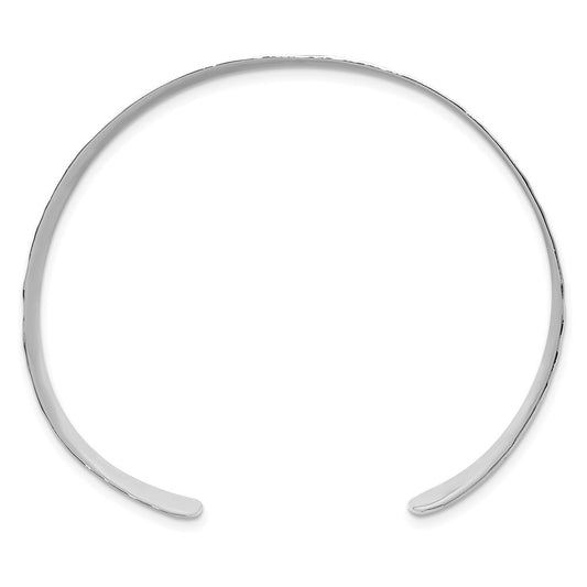Sterling Silver Polished 20mm Flat Hammered Cuff Bangle QB1576