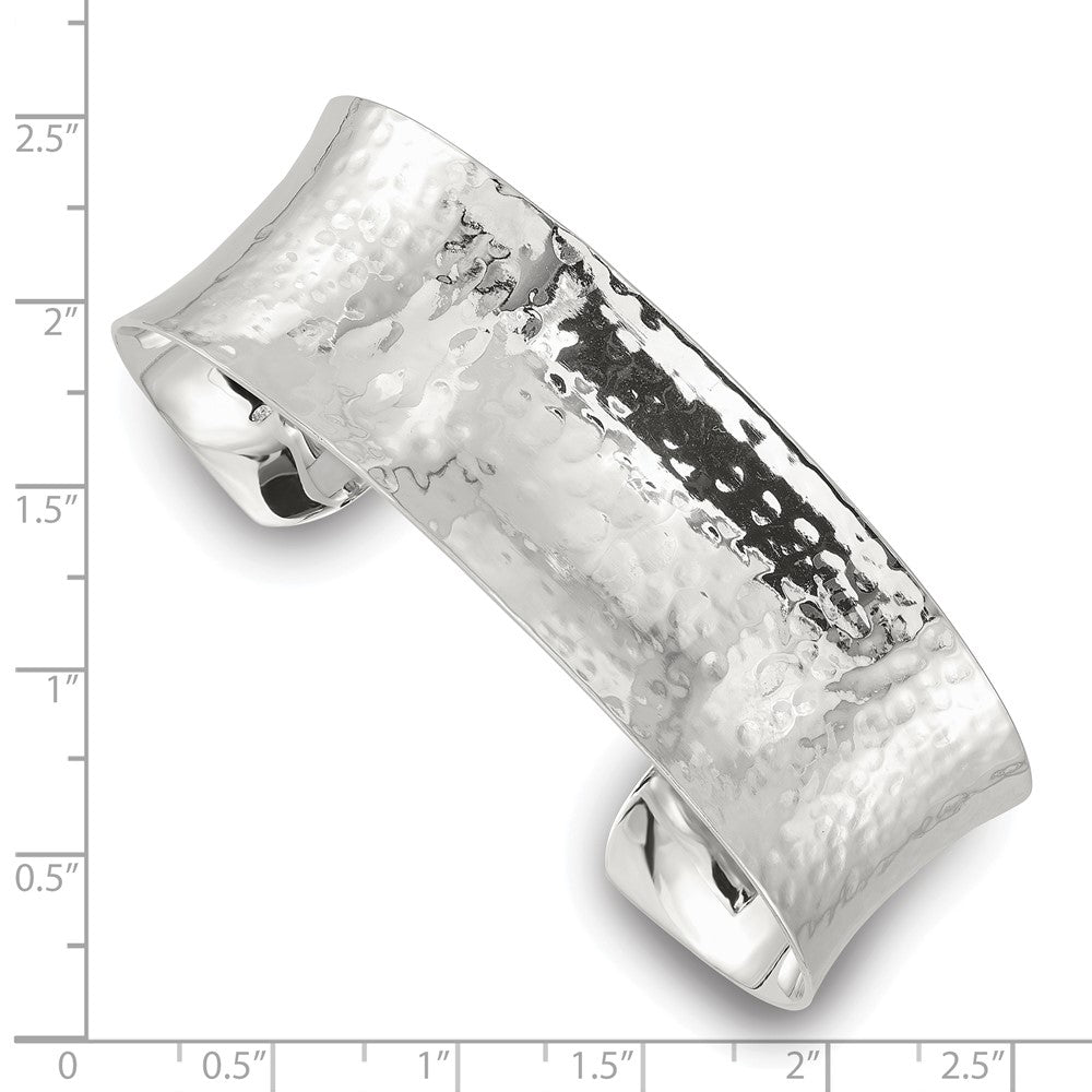 Sterling Silver Polished 20mm Concave Hammered Cuff Bangle QB1578
