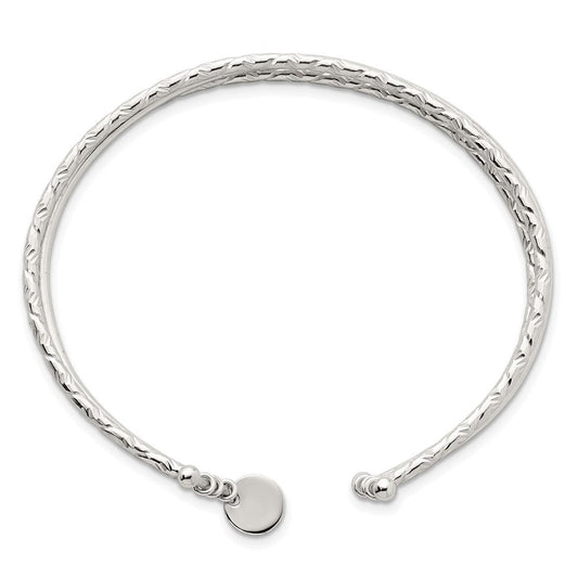 Sterling Silver Polished and Textured Triple Band Cuff Bangle Bracelet QB1580