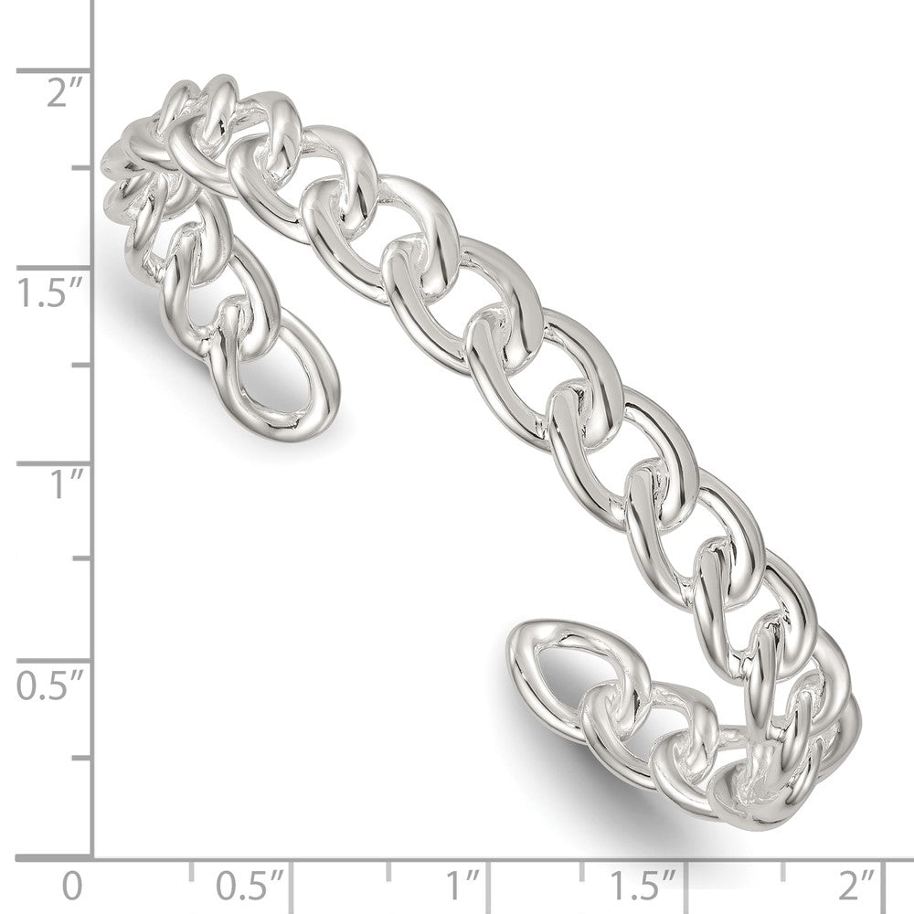 Sterling Silver Polished Curb Link Cuff Bangle QB1581