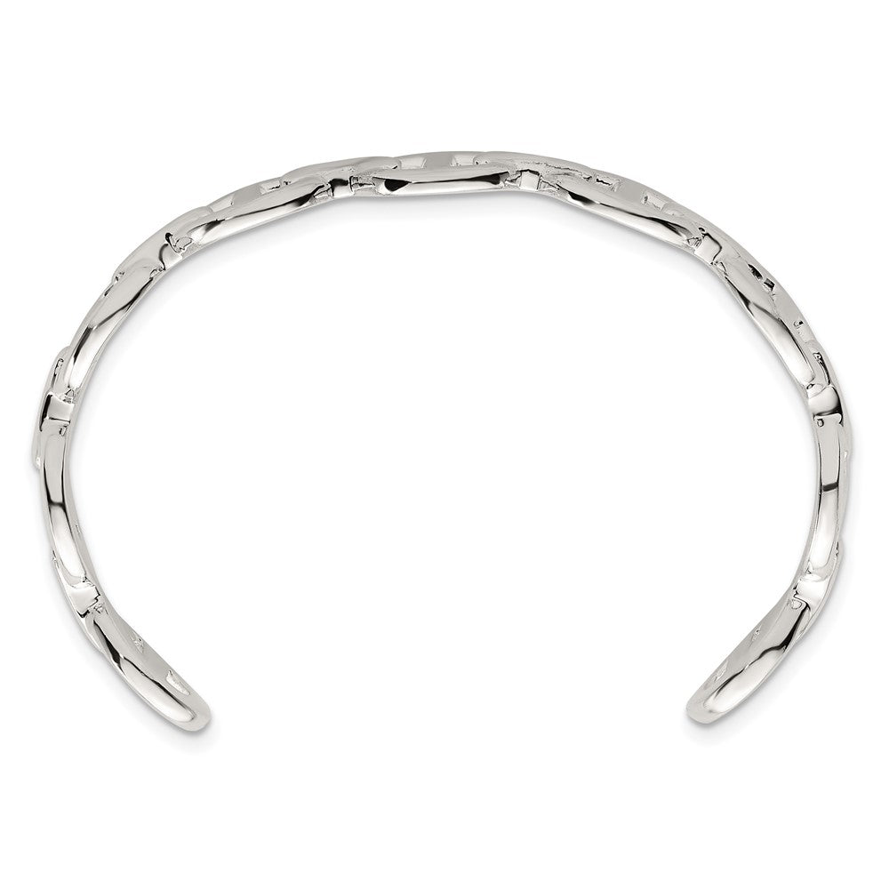 Sterling Silver Polished Anchor / Mariner Link Cuff Bangle QB1582