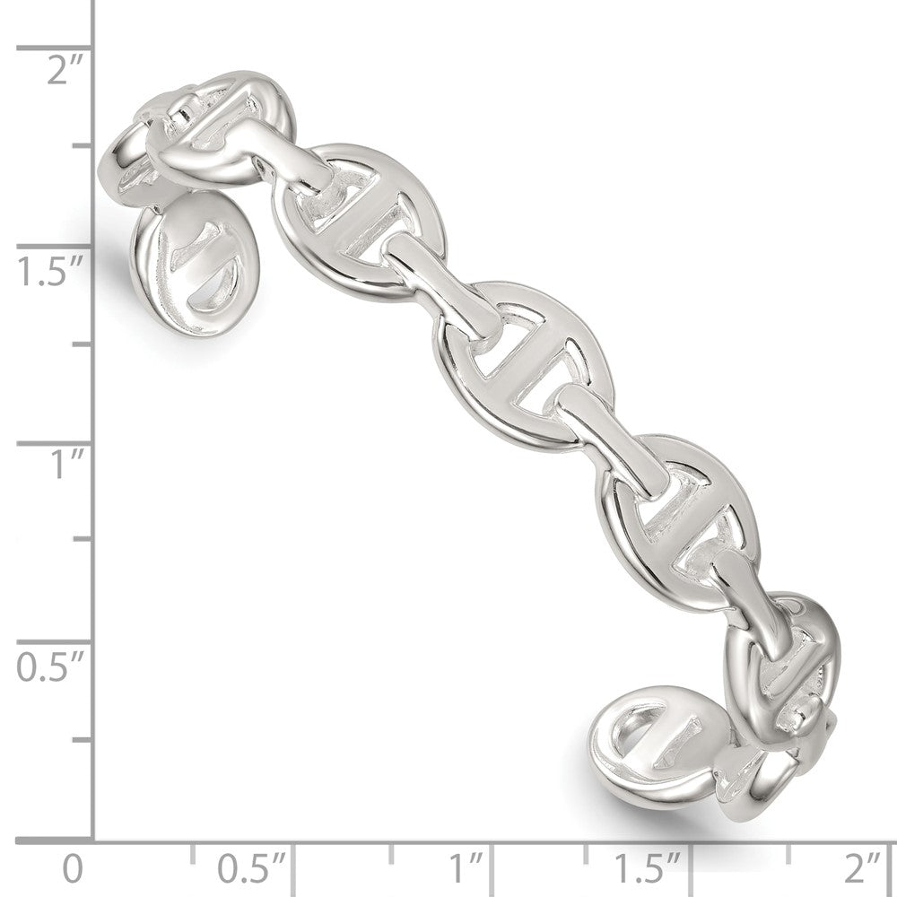 Sterling Silver Polished Anchor / Mariner Link Cuff Bangle QB1582
