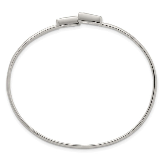 Sterling Silver Polished Tapered Baguette CZ Cuff Bangle QB1589