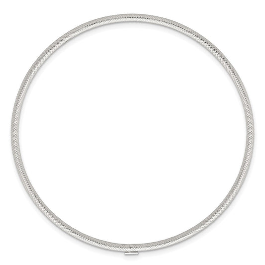 Sterling Silver Polished and Textured 2.00mm Slip-on Bangle Bracelet QB1602