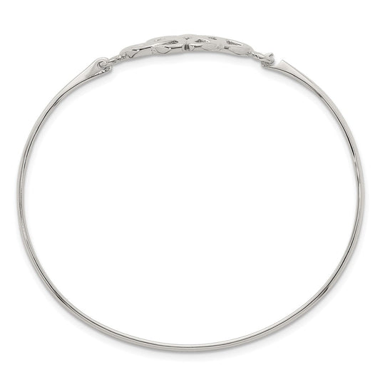 Sterling Silver Polished Double Trinity Knot Bangle QB1609
