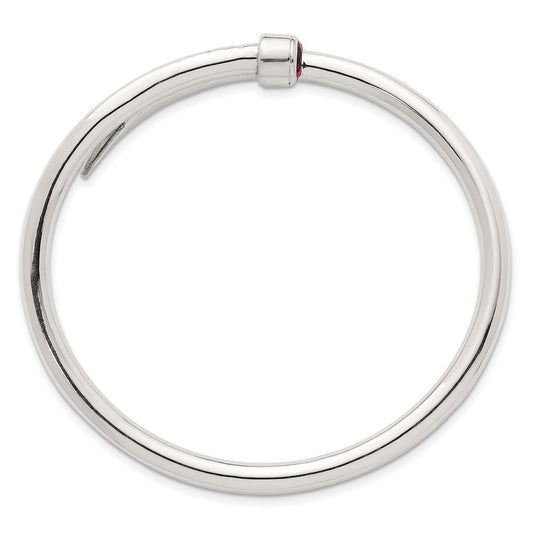 Sterling Silver Polished Red CZ Slip On Expandable Bangle QB1612