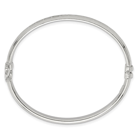 Sterling Silver Polished and Textured 6.50mm Greek Key Hinged Bangle QB1619
