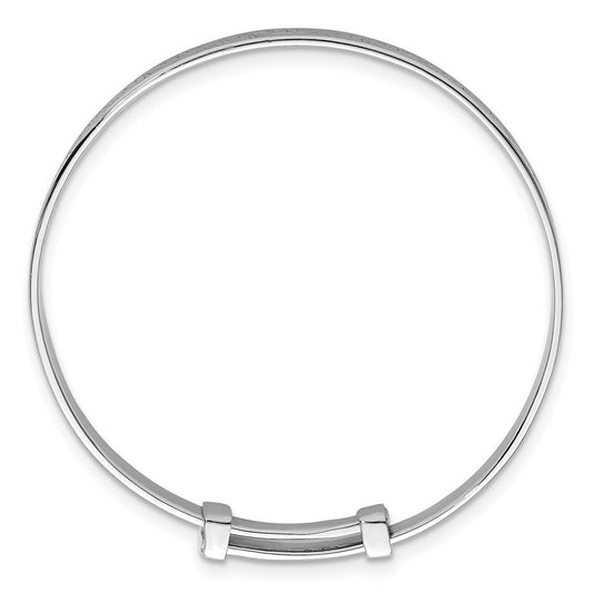 Sterling Silver Rhodium-plated Polished Etched Dragonfly Childrens Expandable Bangle QB1650